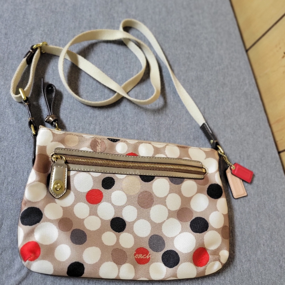 Coach Sateen Poppy Watercolor Dot Crossbody - Picture 11 of 12